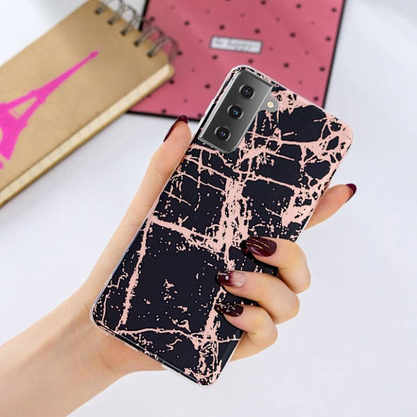 Marble Samsung Galaxy S21 Etui - Svart Black