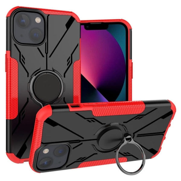iPhone 13 6,1 tommer Bumpresistent and Flexible Phone Drop-proof Cover Anti-scratch Back Case with Ring Kickstand - Rød Red