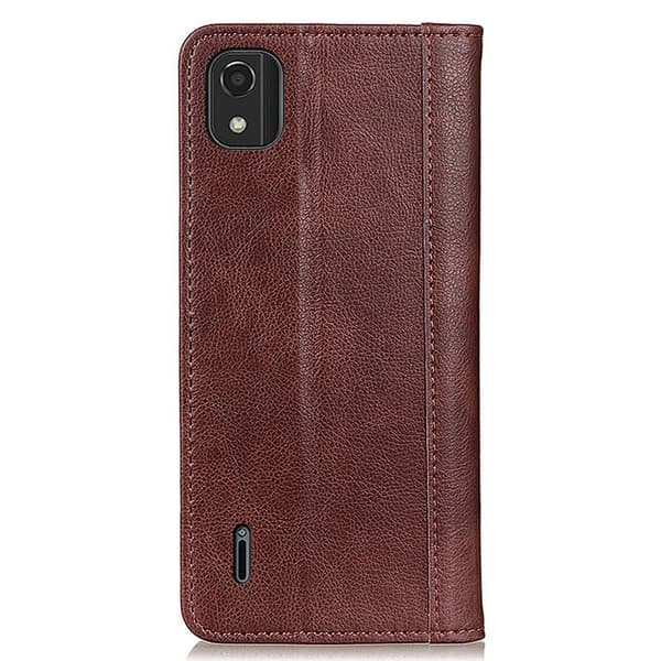 Nokia C2 2nd Edition ægte læderetui med magnetisk lukning - Brun Brown