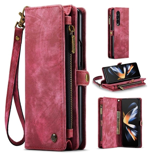 CaseMe Samsung Galaxy Z Fold4 Pung med Lynlås - Rød Red