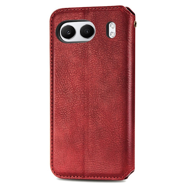 Läder OnePlus Nord 4 fodral med romb-design - Röd Röd