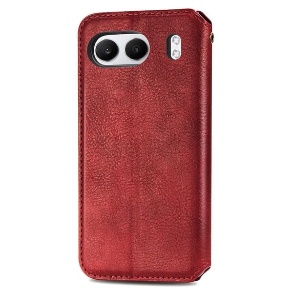 OnePlus Nord 4 læderetui med stilfuldt rombe aftryk - Rød Red