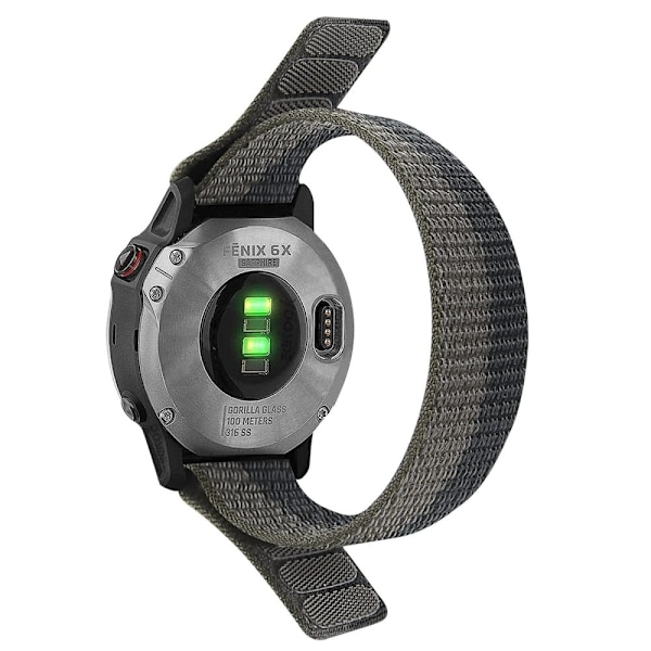 26 mm nylon-urrem til Garmin-ur - Sort / Grå Black