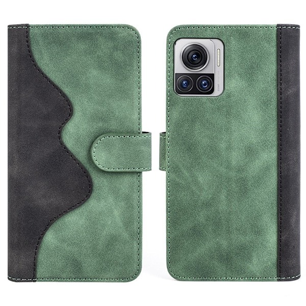 Kaksivärinen nahkainen läppäkotelo Motorola Edge 30 Ultra / Motorola Moto X30 Pro - Vihreä Green
