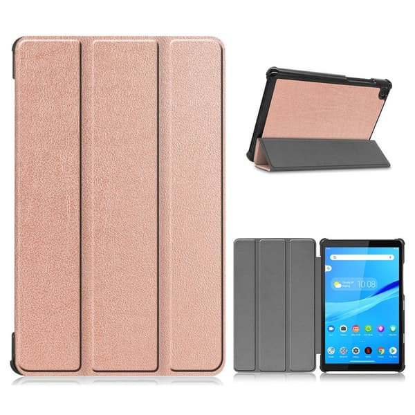 Lenovo Tab M8 Simple Trippelt Lær Flippetui - Rose Gull Pink