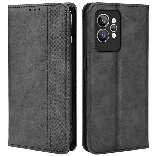 Bofink Vintage Realme Gt2 Pro Læder Etui - Sort Black
