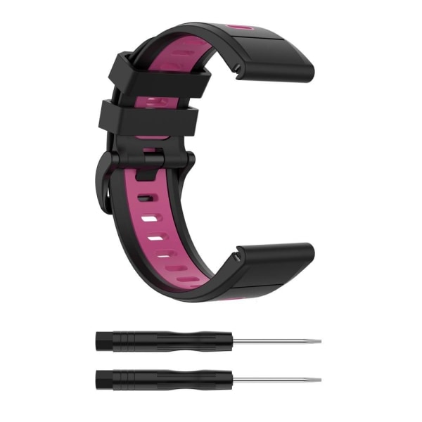 Garmin Fenix 7X tofarvet silikone-urrem - Sort / Rose Black