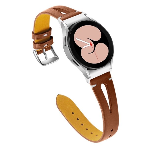 T-formet udhulet urrem i ægte læder til Samsung Galaxy Watch 4 - Brown