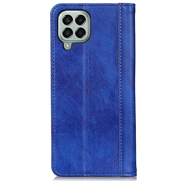 Äkta läder Samsung Galaxy M33 5G fodral med magnetisk stängning Blå