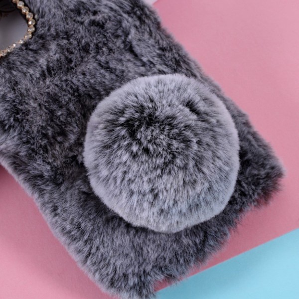 Fluffy Rabbit iPhone 12 Pro & iPhone 12 Cover - Sølv/Grå Silver grey