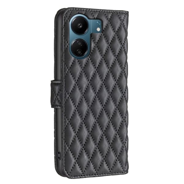 Rhombus mat Xiaomi Redmi 13C / Xiaomi Poco C65 flip etui - Sort Black