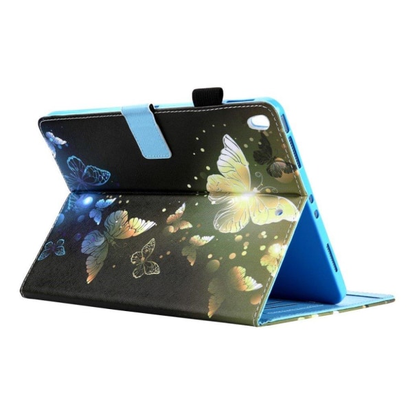 iPad Air (2019) pattern leather case - Gold and Blue Butterflies Multicolor