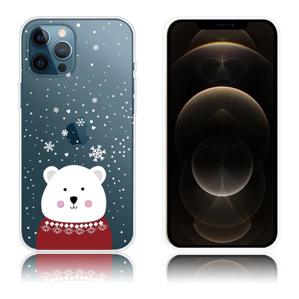 IMD julemønster og fleksibelt mobiletui til iPhone 12 Pro Max - Polar Bear Med Sweater White