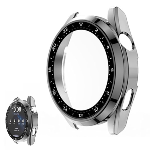 Huawei Watch 3 scale design frame + tempered glass screen protector - Grey Silvergrå