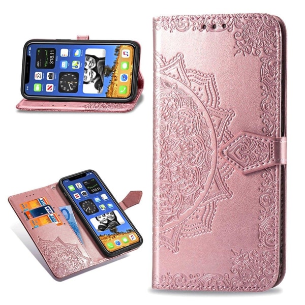 Mandala läder iPhone 12 Mini fodral - Rosa Rosa