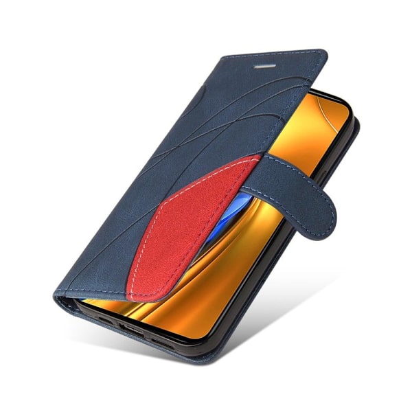 Texturerat läder Xiaomi Poco F4 GT / Xiaomi Redmi K40S fodral med handledsband - Blå Blå
