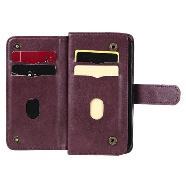 iPhone Xs / iPhone X etui med pung & 10 kortpladser – Rød Red