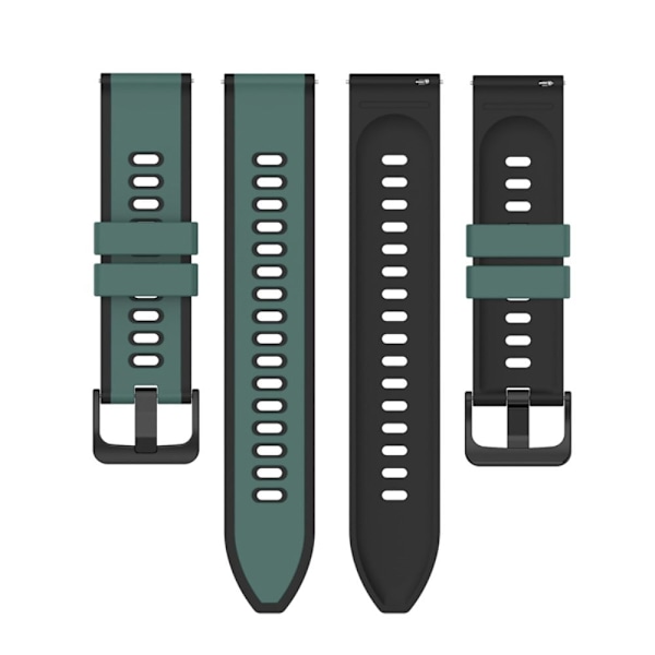 22 mm universellt dubbelfärgat klockarmband i silikon - Olivgrön / Svart Grön