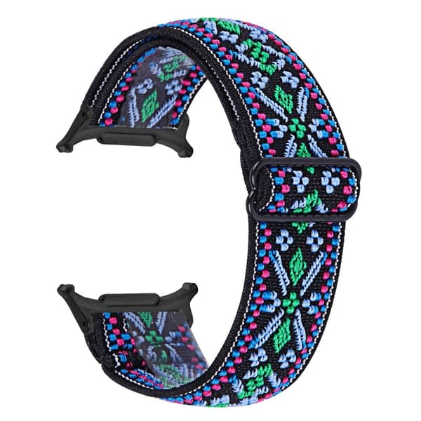 Samsung Galaxy Watch Ultra 47mm urrem med sort stik Justerbar elastisk håndledsrem - Stil 19 Blue