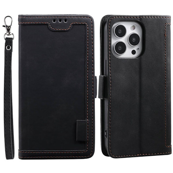 Surburbian iPhone 15 Pro Max læder flip etui - Sort Black