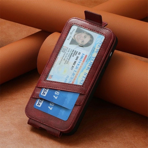 Vertical Flip Phone Etui med Zipper til Motorola Moto G23 / G13 Red