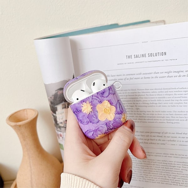 Airpods Pro -suojakotelo karabiinilla - Violetti Ja Keltainen Kukka Purple
