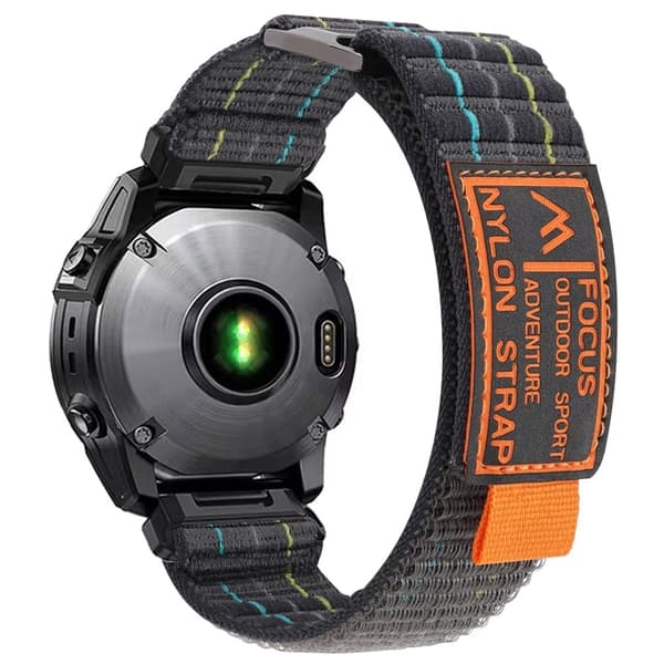 26 mm urrem Garmin Fenix 8 51 mm / Enduro 3 / Enduro 2 Magic Tape Nylon Strap - Mørkegrå Silver grey