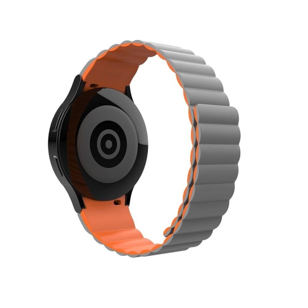 Magnetisk urrem i silikone med to farver til Samsung Galaxy Watch 4 - Grå / Orange Silver grey