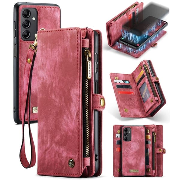 CaseMe Samsung Galaxy A14 Zipper Lompakko - Punainen Red