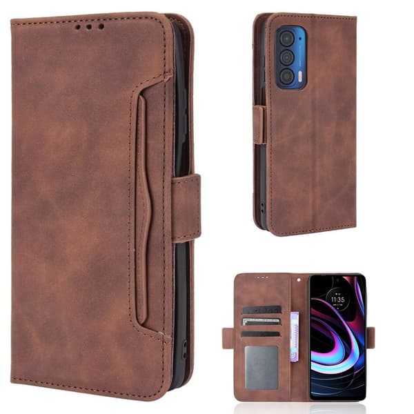 Modern-styled Læder Pung Etui til Motorola Edge (2021) - Brun Brown