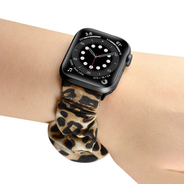 Apple Watch 40mm elastic hairband style watch strap - Brown Leopard / Size: L Brun