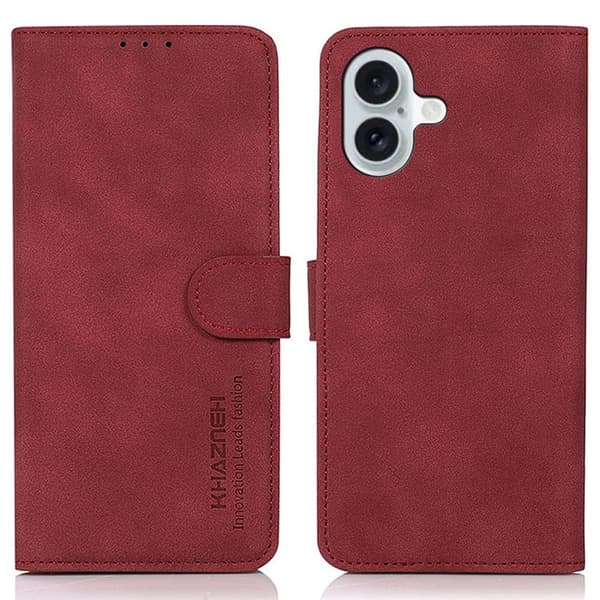KHAZNEH läder iPhone 16 fodral - Röd Röd