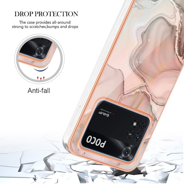 Marble Xiaomi Poco M4 Pro Etui - Lyserød Pink