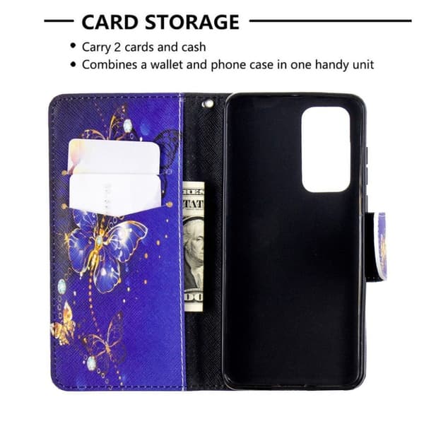 Wonderland Huawei P40 flip kotelot - Kristalli Perhoset Multicolor