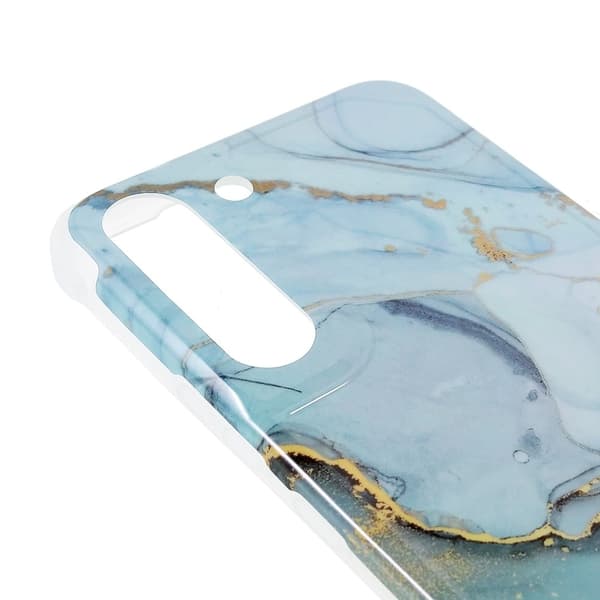 Marble Samsung Galaxy S22 Plus Etui - Veiny Sky Blå Marmor Blue