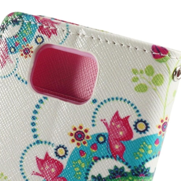 Moberg (Sommerfugle & Blå Blomst) Samsung Galaxy Alpha Læder Flip Etui Multicolor