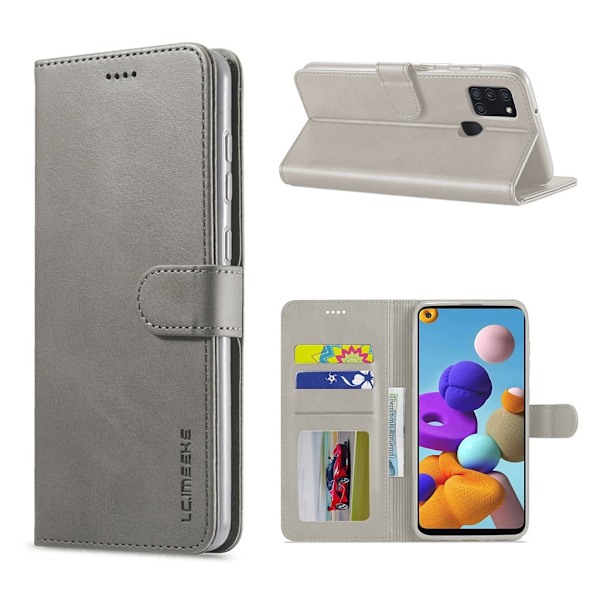 LC.IMEEKE Samsung Galaxy A21s Flip kotelot - Harmaa Silver grey