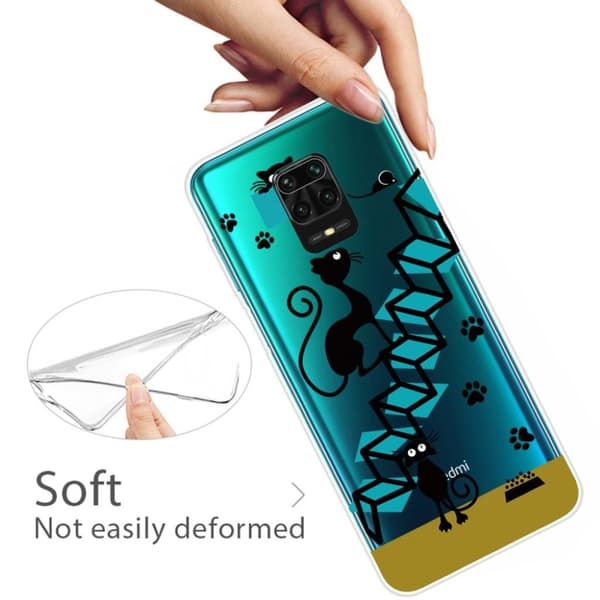 Deco Xiaomi Redmi Note 9 Pro / Note 9S / 9 Pro Max kuoret - Kissan jalanjälki Black