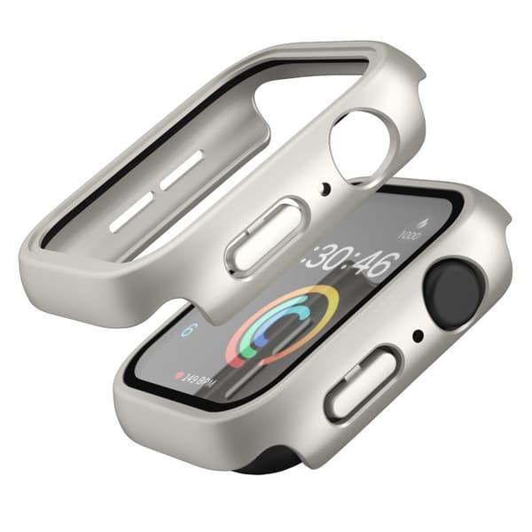 Apple Watch Series 8 (41mm) protective cover with tempered glass - Starlight Silvergrå
