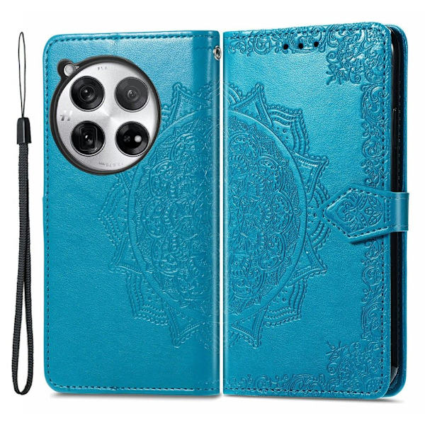 Mandala OnePlus 12 etui i lær - Blå Blue