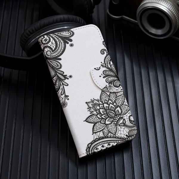 Wonderland Xiaomi Redmi 9C Flip etui - Sort blomst Black