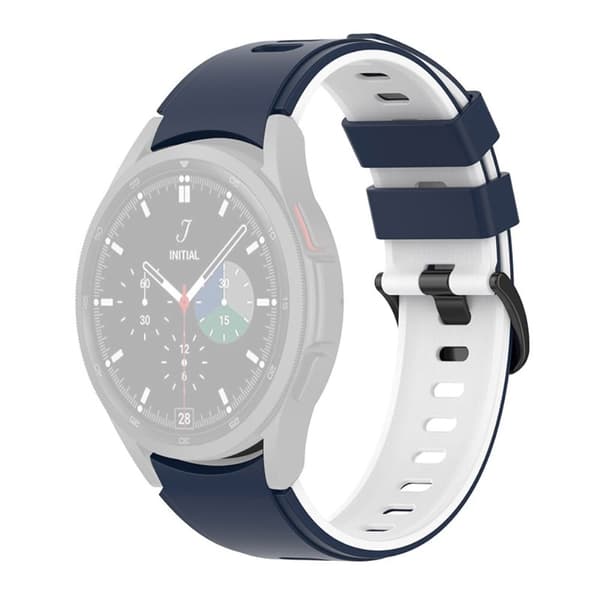 Tvåfärgat klockarmband i silikon för Samsung Galaxy-klocka - Midnattsblå / Vit Blå