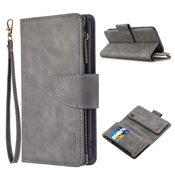 Premium Wallet Samsung Galaxy M10 / A10 kotelot - Harmaa Silver grey