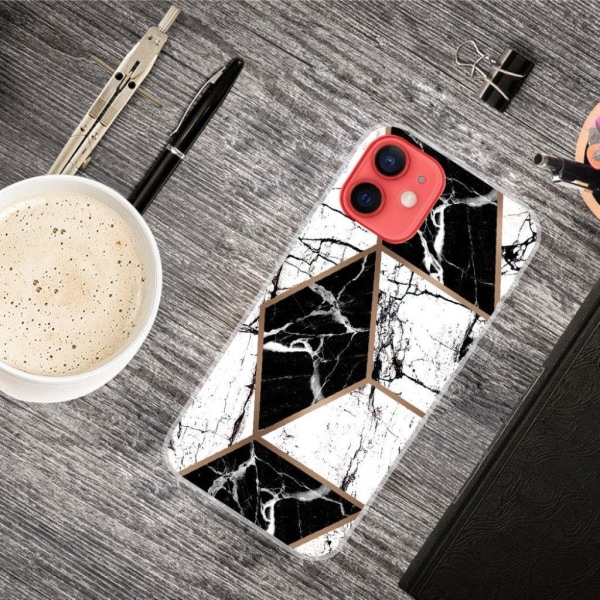 Marble iPhone 12 Mini case - Black and White Diamond Multicolor