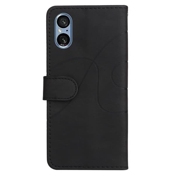 Tekstureret Sony Xperia 10 VI læderetui med rem - Sort Black