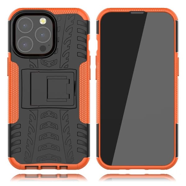 Stødsikkert hybrid iPhone 13 Pro cover med stander - Orange Orange