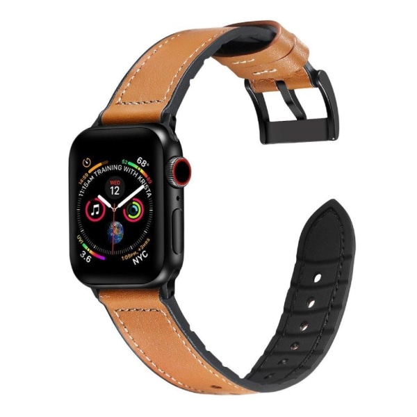 Apple Watch Series 6 / 5 44mm silikoni + nahkapäällysteinen ranneke - Ruskea Brown