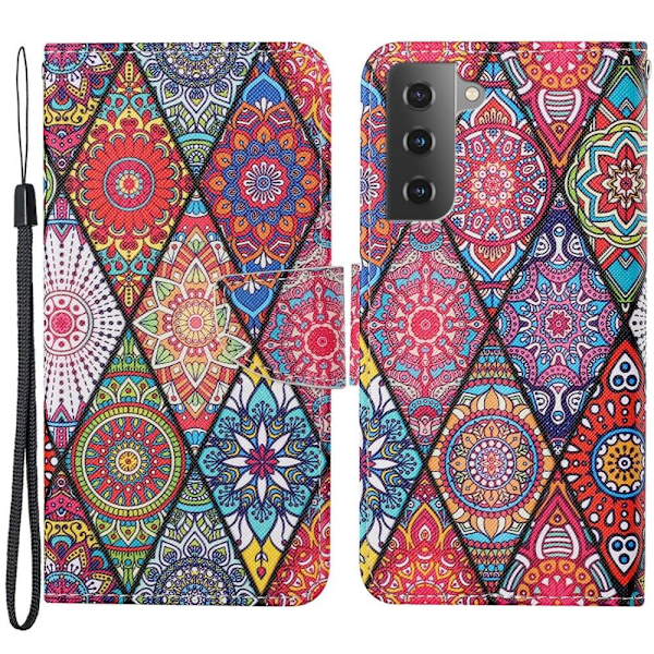 Wonderland Samsung Galaxy S22 Läppäkotelo - Rhombic Totem Multicolor