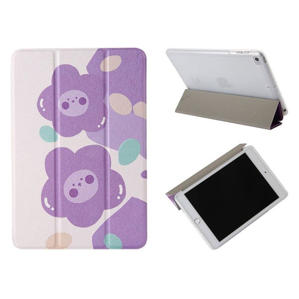 iPad Mini (2019) holdbar tri-fold mønster læder flip etui - lill Purple