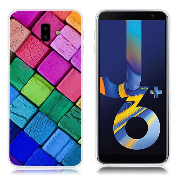 Samsung Galaxy J6 Plus (2018) mønster trykt etui - Farverig Blok Multicolor